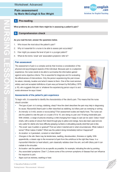 Nursing English Part 1: Pain assessment