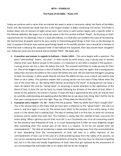 BETH &ndash; STANZA #2 The Psalm of the Bible &ndash; Psalm 119 Today we