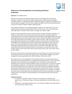 Influences on the developments of accounting and finance professions