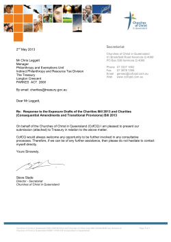 Churches of Christ in Queensland - Submission to A Definition of