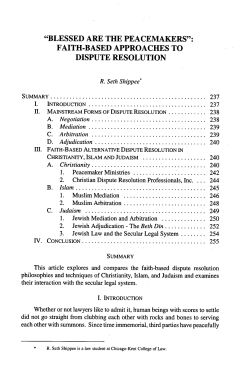 "blessed are the peacemakers": faith-based