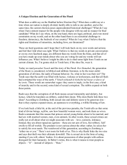 1 A Unique Election and the Generation of the Flood What does a
