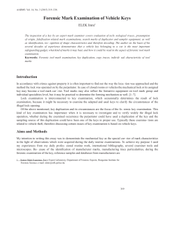 Forensic Mark Examination of Vehicle Keys - UNI-NKE