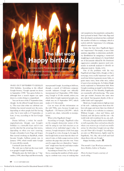 Happy birthday - Australian Council for Educational Research