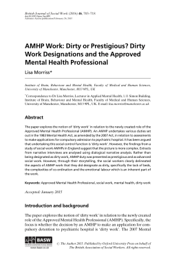 AMHP Work: Dirty or Prestigious? Dirty Work Designations and the