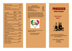 Take Away Menu - prosecco restaurant