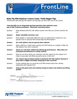 M.20e Baby Pig Milk Replacer Lowers Costs