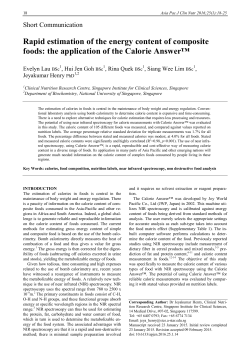 Rapid estimation of the energy content of composite foods: the