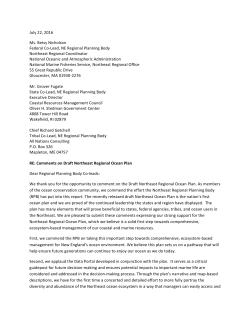 Letter from TOC Supporters - Northeast Regional Planning Body