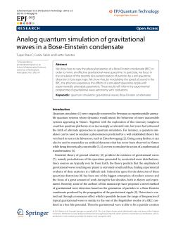 Analog quantum simulation of gravitational waves in a Bose