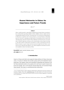 Guanxi Networks in China: Its Importance and Future Trends