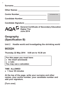 GCSE Geography B Modified question paper Unit 02 - Hostile