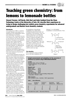Teaching green chemistry: from lemons to lemonade bottles