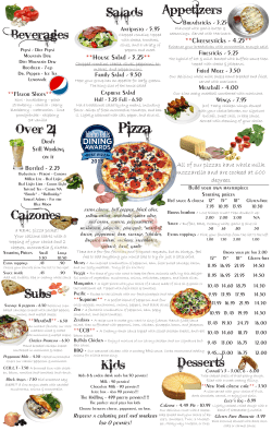 Beverages Appetizers Salads Over 21 Subs Desserts Calzones Kids