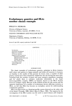 Evolutionary genetics and HLA: another classic example