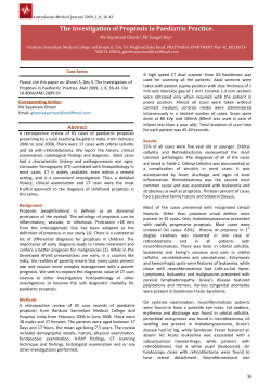 The Investigation of Proptosis in Paediatric Practice.