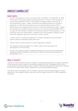 About Xarelto - Bayer Investor Relations