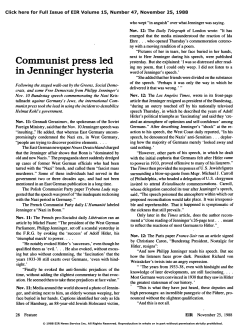 Communist Press Led in Jenninger Hysteria