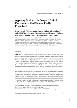 Applying Evidence to Support Ethical Decisions: Is the Placebo