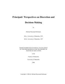 Principals` Perspectives of Discretion and Decision Making