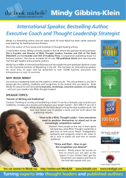 Mindy`s speaker one-sheet - Mindy Gibbins