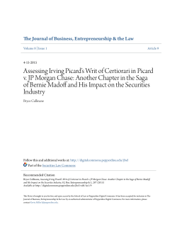 Assessing Irving Picard`s Writ of Certiorari in Picard v. JP Morgan