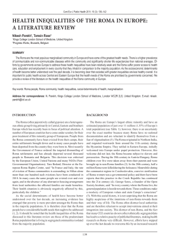 HEALTH INEQUALITIES OF THE ROMA IN EUROPE: A