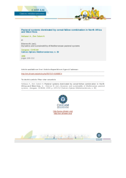 Pastoral systems dominated by cereal/fallow combination in North