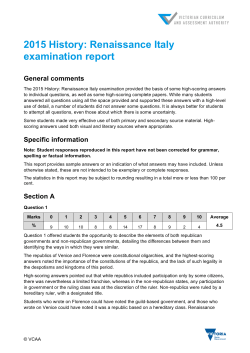 2015 VCE History: Renaissance Italy examination report
