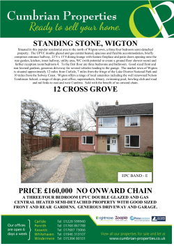 STANDING STONE, WIGTON 12 CROSS GROVE PRICE &pound;160,000