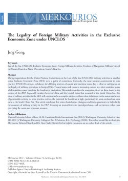 The Legality of Foreign Military Activities in the Exclusive Economic
