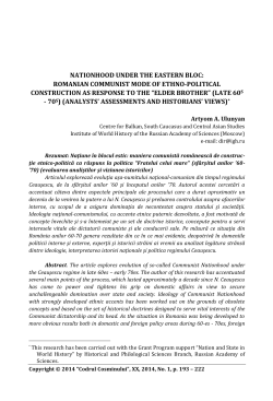 Nationhood under the Eastern Bloc - facultatea de istorie si geografie