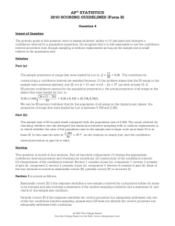 AP&reg; STATISTICS 2010 SCORING GUIDELINES (Form B)