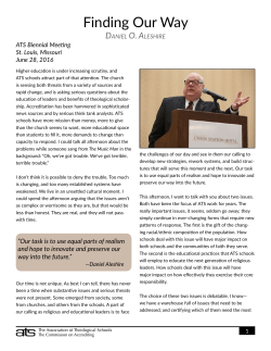 Read a full transcript of Aleshire`s opening address
