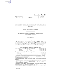 FY2017 Homeland Security Appropriations Bill, Report 114-264
