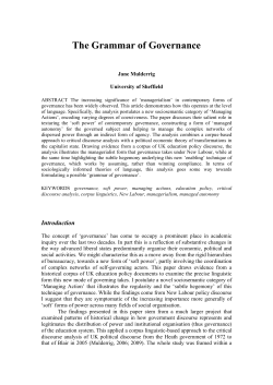 The Grammar of Governance