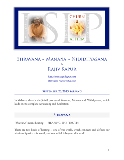 Shravana ~ Manana - RAJIV KAPUR
