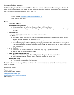 2017 Camp Registration Documents