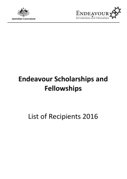 Endeavour Scholarships and Fellowships List of