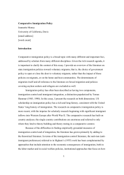 Comparative Immigration Policies