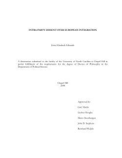 INTRA-PARTY DISSENT OVER EUROPEAN INTEGRATION Erica