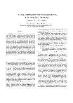 A Fuzzy Expert System for Earthquake Prediction, Case Study: The