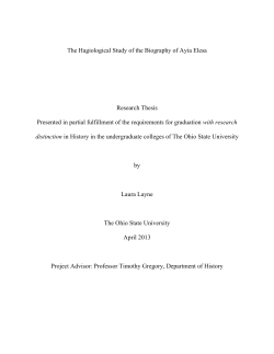 The Hagiological Study of the Biography of Ayia Elesa