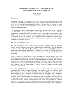 THE FOREIGN INTELLIGENCE-GATHERING OF THE MfS