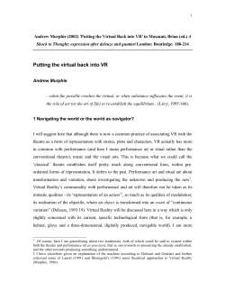 Putting the virtual back into VR