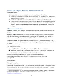 Handout for Science and Religion in Conflict