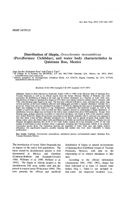 Distribution of tilapia, (Perciformes: Cichlidae), and water body