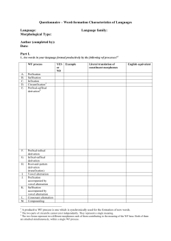 Questionnaire &ndash; Word-formation Characteristics of Languages