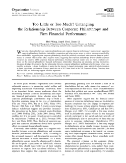 Untangling the Relationship Between Corporate Philanthropy and