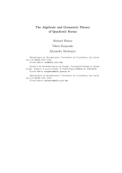The Algebraic and Geometric Theory of Quadratic Forms Richard